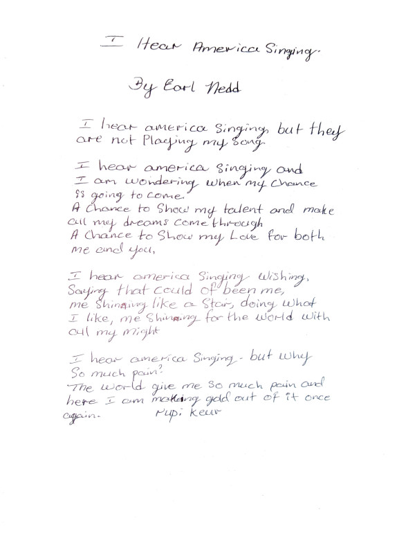 A handwritten poem that reads: 