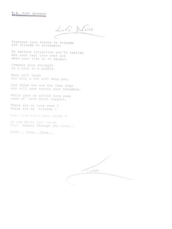 A typewritten poem that reads: 