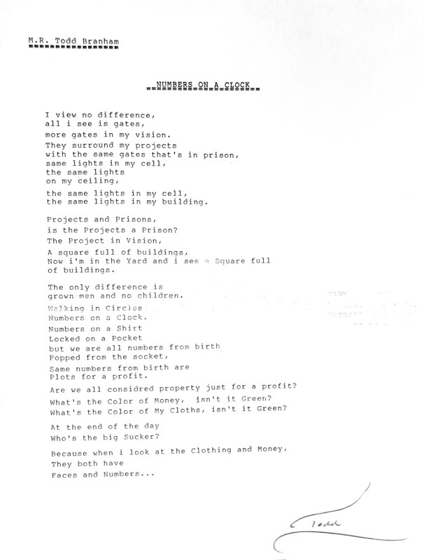 A typewritten poem that reads: 