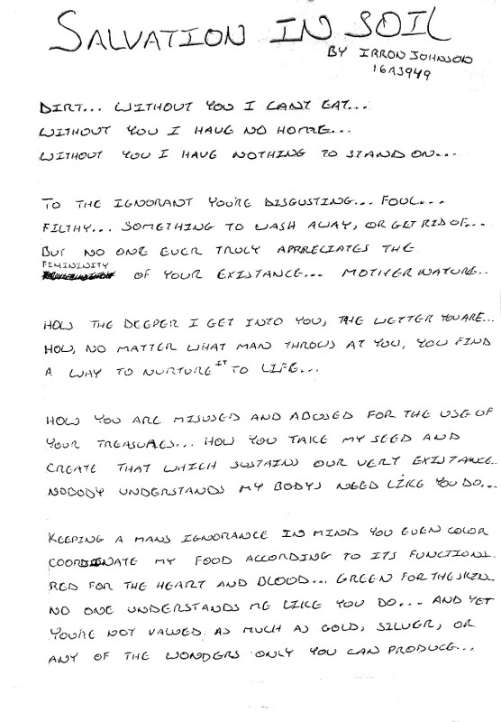 Handwritten poem that reads: 