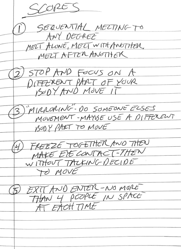 A notebook page with text reading 