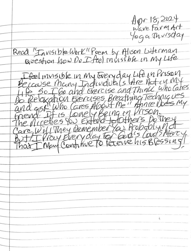 A notebook page with text reading 