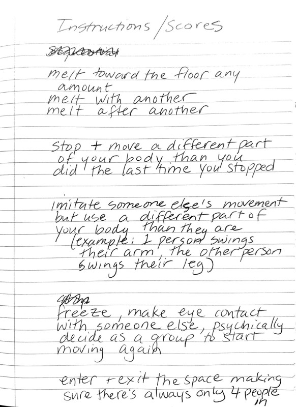 Notebook page with the text: 