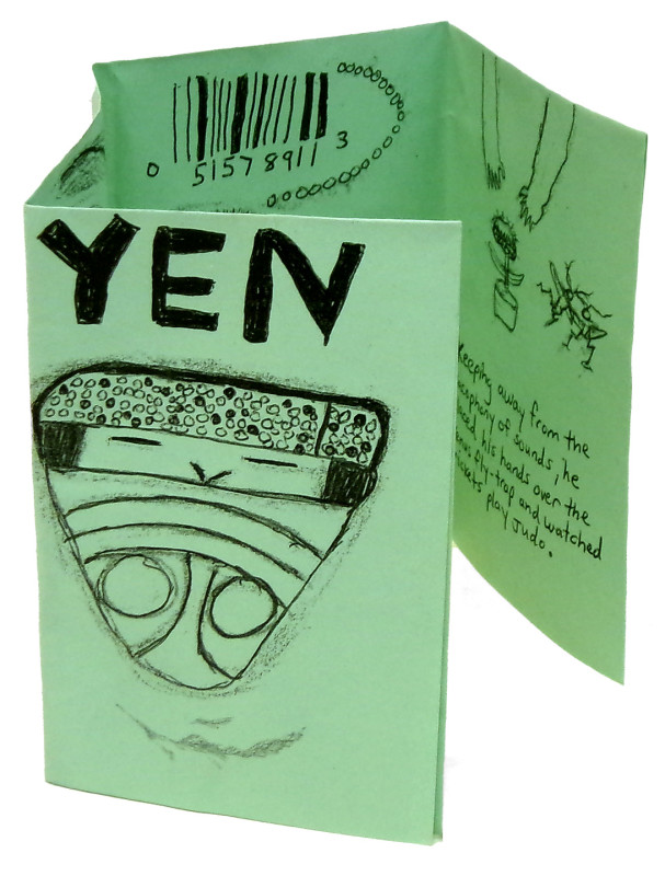 A small unbound publication on green paper. The cover bears the title 